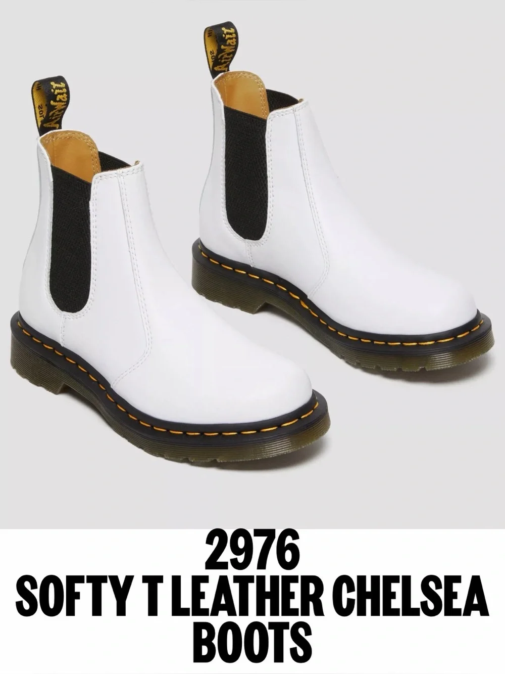 Dr.Martens 2976 Women’s Softy T Leather White Chelsea Boots
